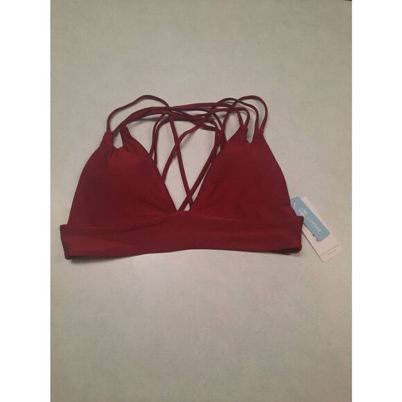 NWT Cupshe size L Red Strappy Triangle Bikini Top - Picture 1 of 3